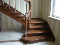 rustic wood staircase L shape